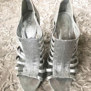 Silver Sparkle Aldo Platform Heels